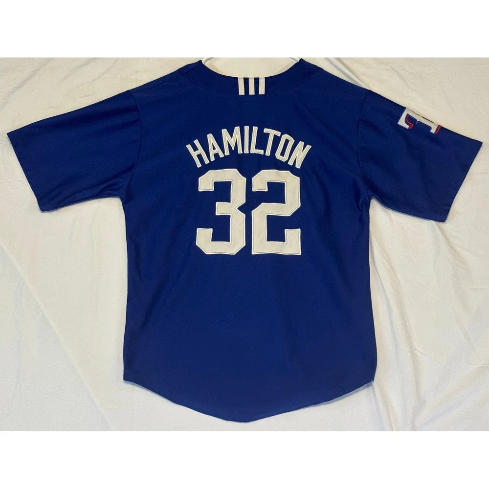 Adidas Texas Rangers Josh Hamilton 32 Youth Baseball Jersey Blue Size M 10-12